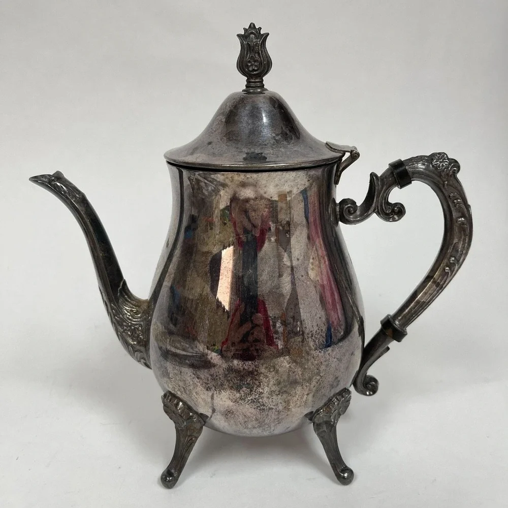 Leonard Silver-plate Tea Coffee Pot‎ Hinged Lid 9